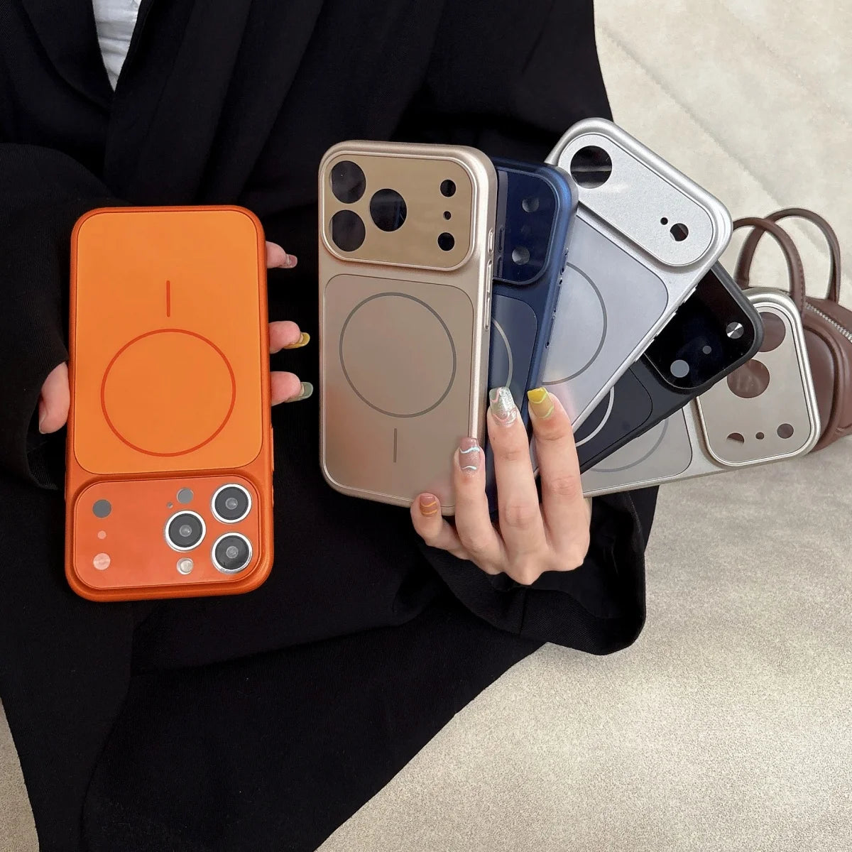 Luxury Glass Large Window AG Nano Matte Phone Case For iPhone 13 14 15 16 17 Air Pro Max For Magsafe Magnetic Charge Hard Cover