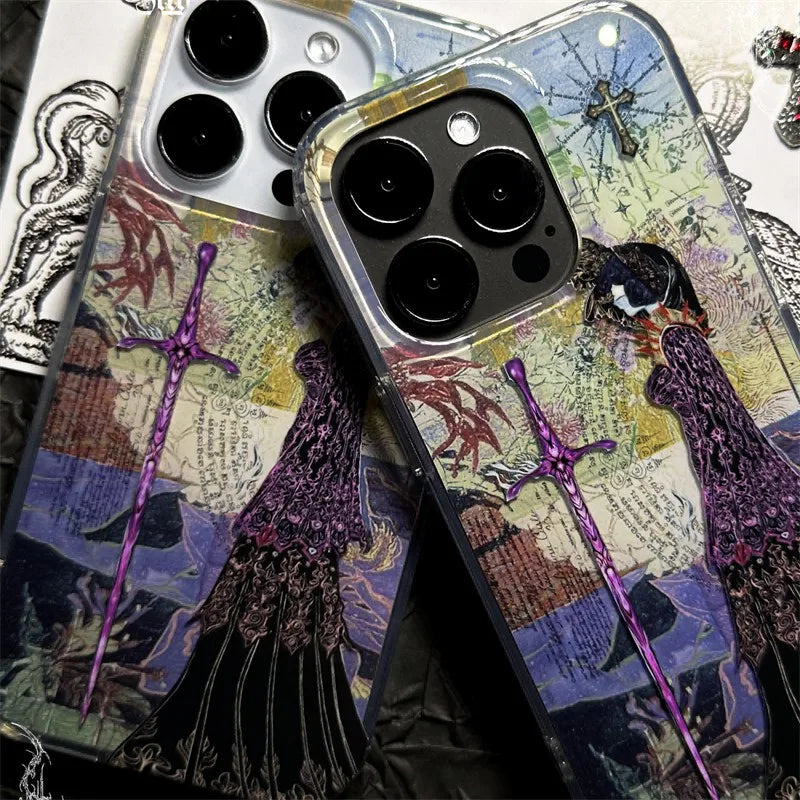 Retro Angel Cross Feather Texture Phone Case for Huawei Honor X9d X7d 400 200 X6a X8b X7a X9a X7b X8a Smart Plus Lite Pro 4G 5G