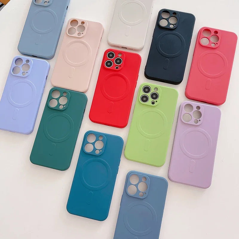 Original Liquid Silicone Case for iPhone 17 16 15 14 13 12 11 Pro Max Mini Plus 16e For Magsafe Magnetic Wireless Charge Cover