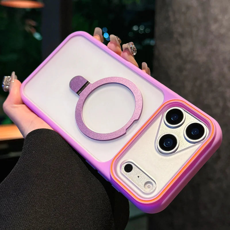 Ring Bracket Stand Holder Magnetic For Magsafe Frosted Case For iPhone 17 15 16 Pro Max 11 12 13 14 Plus Matte Soft Bumper Cover