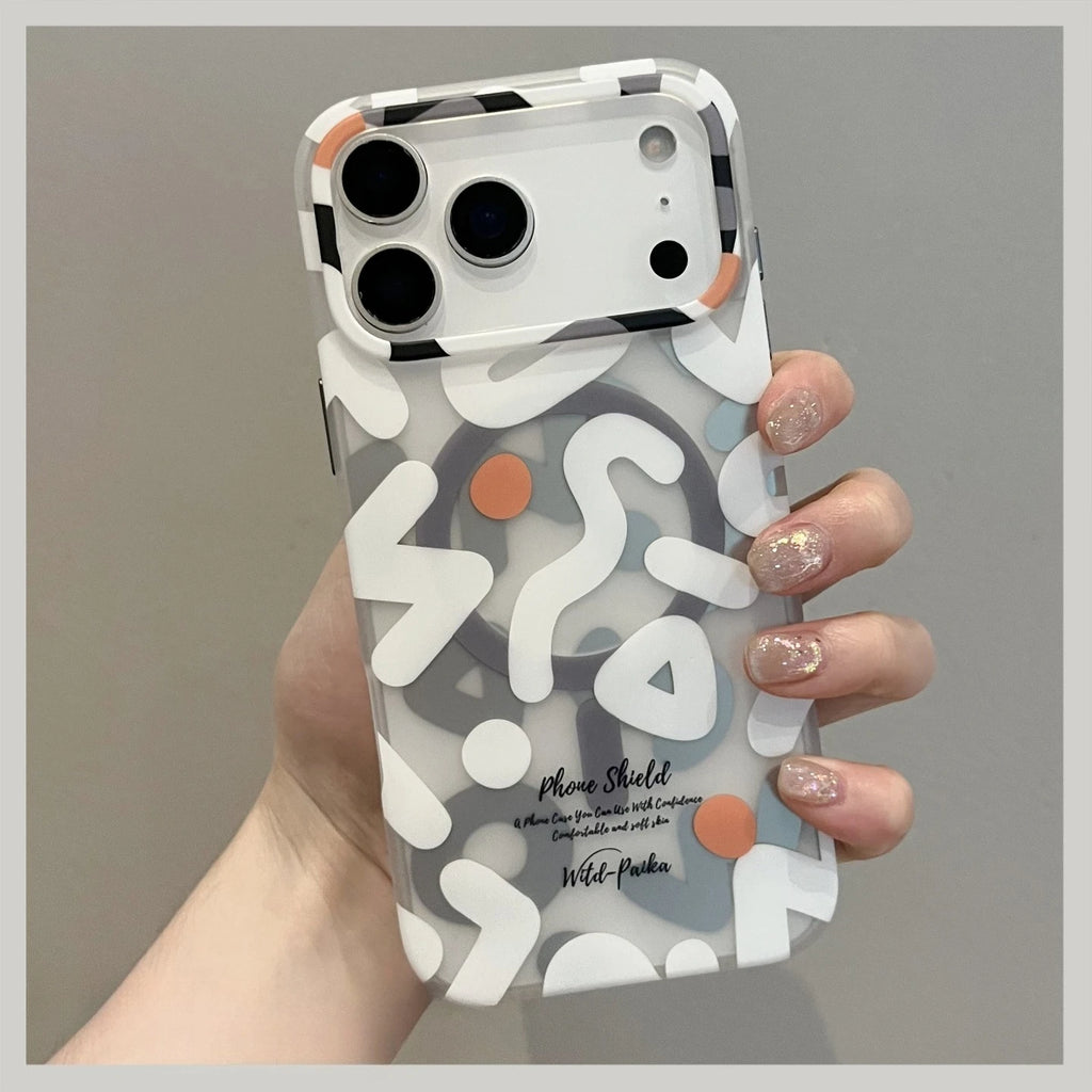 Graffiti Art Phone Case for iPhone 17 Pro Max 16 15 MagSafe Magnetic Charging Camera Shockproof Matte Back Cover Silicone Fundas