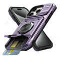 Military Quality Case for iPhone 11 13 14 15 16 Pro Max Magnetic Rotated Ring Kickstand Heavy Duty Drop Protection Wallet Cover