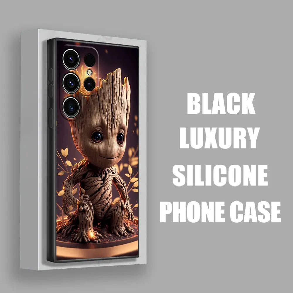 Cute Marvel Baby Groot Rocket Phone Case for Samsung Galaxy S26 S25 Ultra S24 S23 Ultra S22 Plus S21 S20 S21 FE S26 Ultra Funda