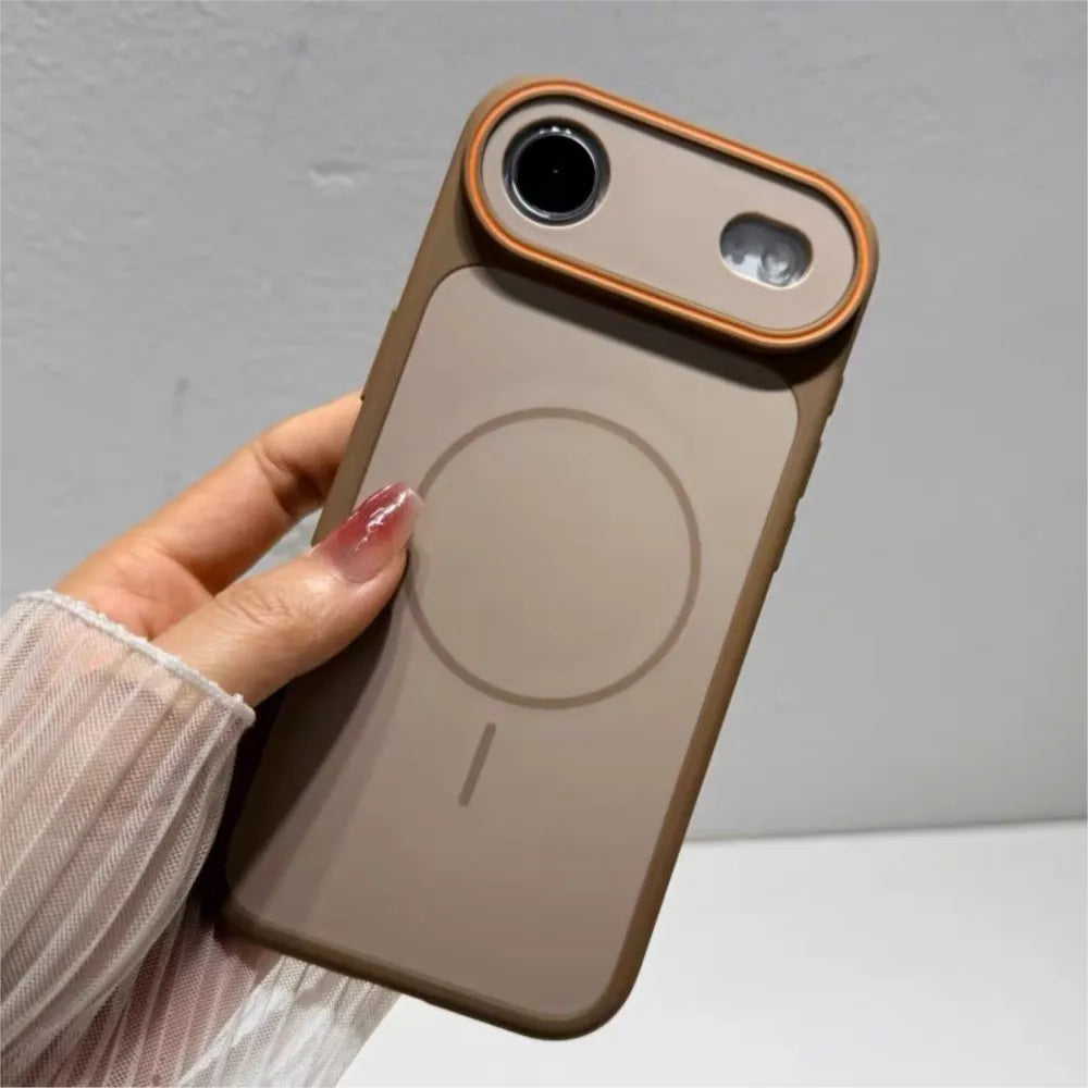 Luxury Glossy Matte Armor Wireless Charging Case for iPhone 17 Air 16 15 14 13 12 Pro Max Plus Silicone Soft Bumper Magnet Cover