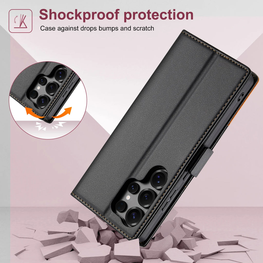 Business Leather Flip Case For Samsung Galaxy S25 S24 S26 Ultra S23 S22 S21 S20 Plus FE S25Edge S10 Magnetic Wallet Card Cover