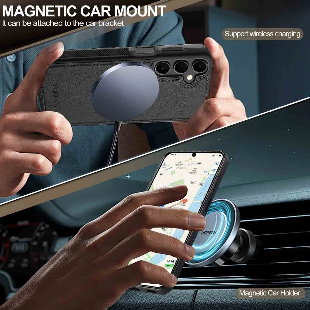 Magnetic Leather Phone Case for Samsung Galaxy S26 S25 S24 S23 S22 S21 Plus Ultra A55 A56 A54 A36 A35 A16 5G Mag-safe Soft Cover