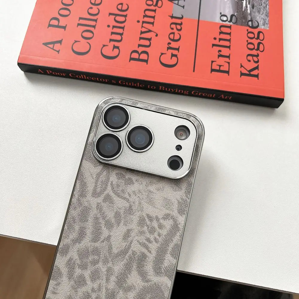 Luxury Leopard Print Phone Case For iPhone 17 Air 11 12 13 14 15 Pro Max 16 Plus Leather Texture Shockproof Bumber Cases Cover