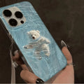 Summer Fresh Cute Swimming Bear Cartoon Creative Kawaii Phone Case For iPhone 17 16 15 14 13 12 11 Pro Max 7 8 Plus Y2K Cover