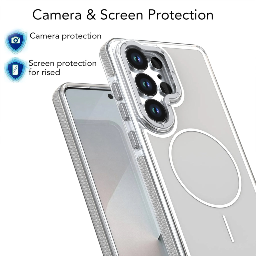Frosted Frame Magnetic For Magsafe Cases For Samsung Galaxy S26 S25 S24 Ultra Wireless Charging Acrylic Bumper Cell Phone Cover
