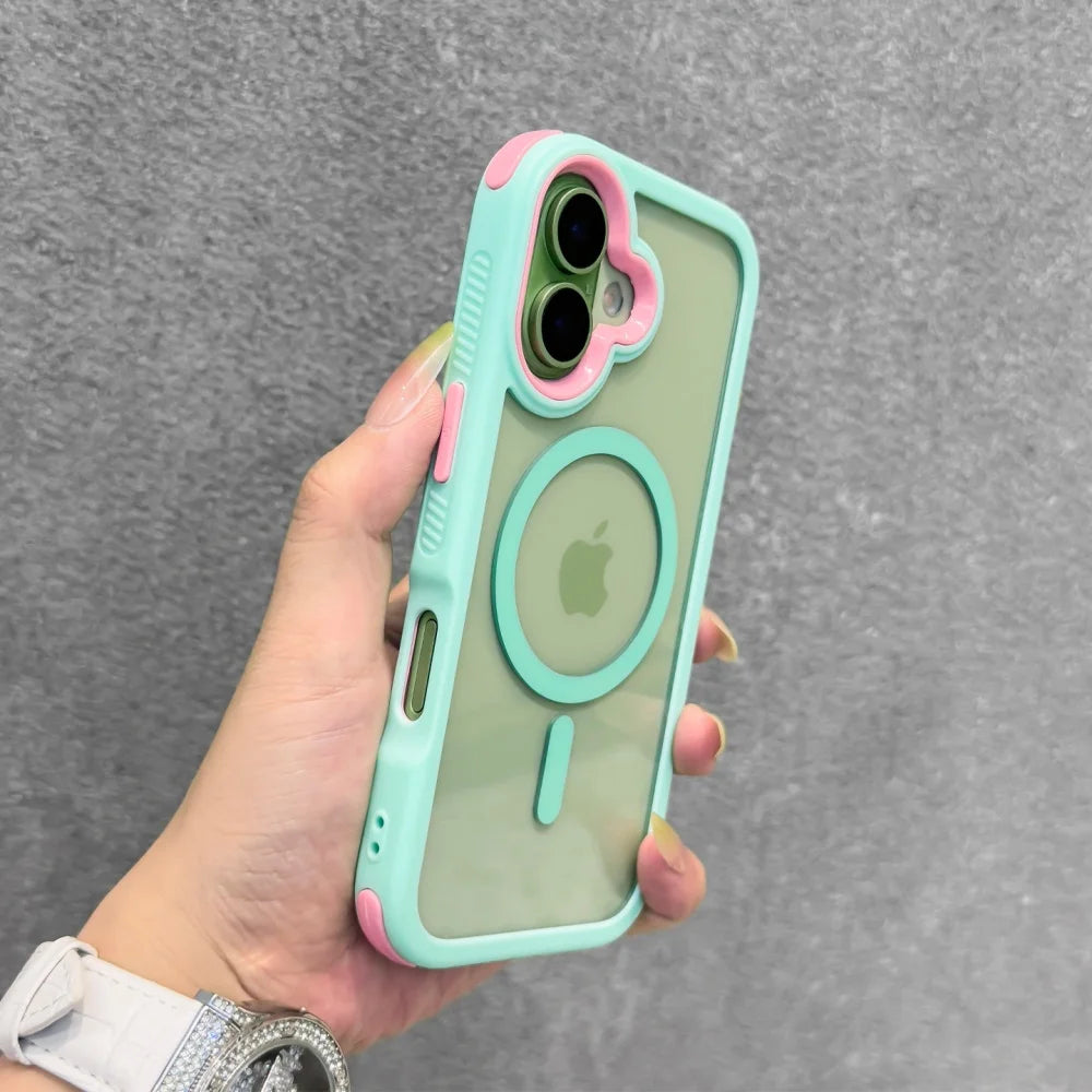 Transparent Contrasting Colors Magnetic Case for iPhone 17 Pro Max 16 15 14 13 12 Pro Max 17 Air Plus Shockproof PC TPU Cover
