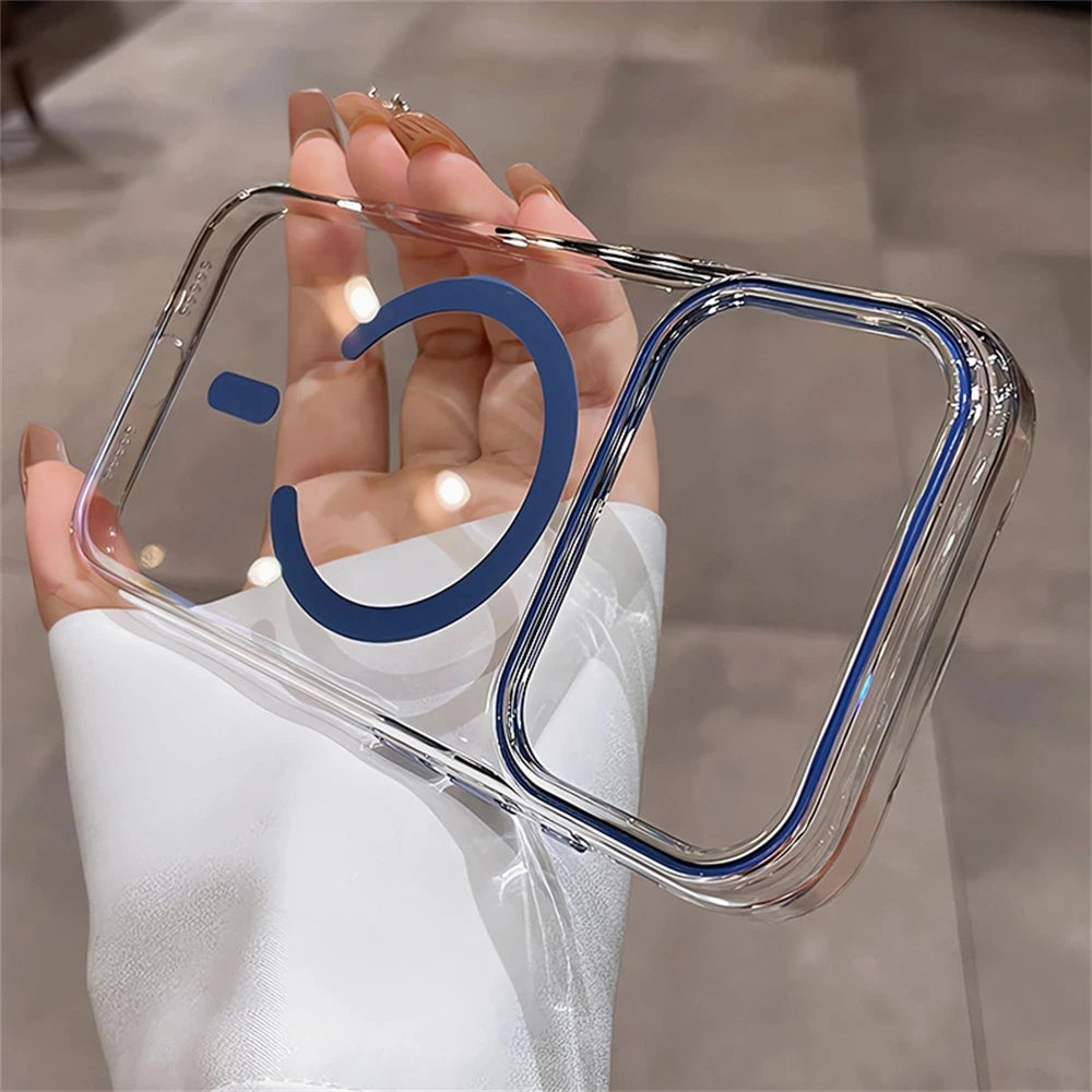 Transparent Ultra Thin Hard PC For Magsafe Magnetic Case For iPhone 17 Pro Max Air 13 14 15 16 Plus Clear Candy Shockproof Cover