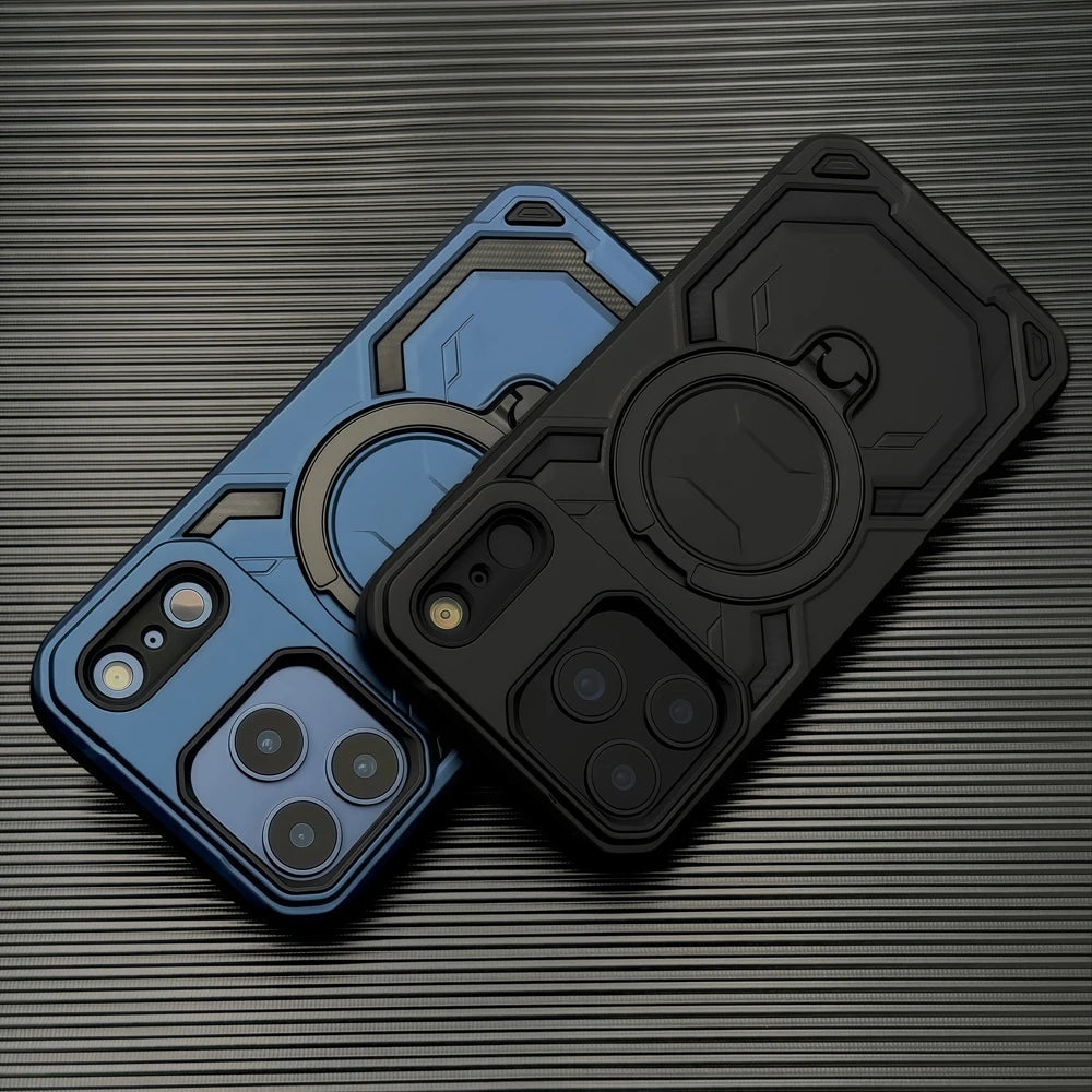 Shockproof Armor Magnetic Matte Case For iPhone 17 16 15 14 13 12 Pro Max 17E 16E For Magsafe Charge Anti-fingerprint Full Cover