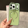 Luxury Glass Back Panel Camera Stand Holder For Magsafe Case For iPhone 17 Pro Max 11 12 14 13 15 16 Pro Shockproof Back Cover