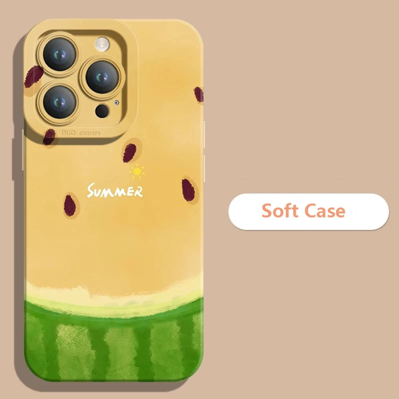 Summer Cool Watermelon Cat Phone Case For Samsung Galaxy A15 A35 A55 A54 A53 S25 Ultra S24 FE S23 Plus S22 S21 S20 FE Cover