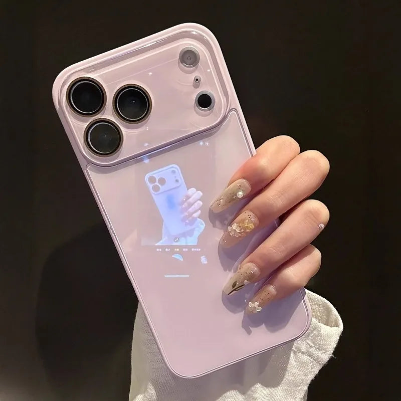 Luxury Candy Color Tempered Glass Phone Case For iPhone 17 16 15 14 13 Pro Max 17Pro Cases Camera Protection Hard Back Cover