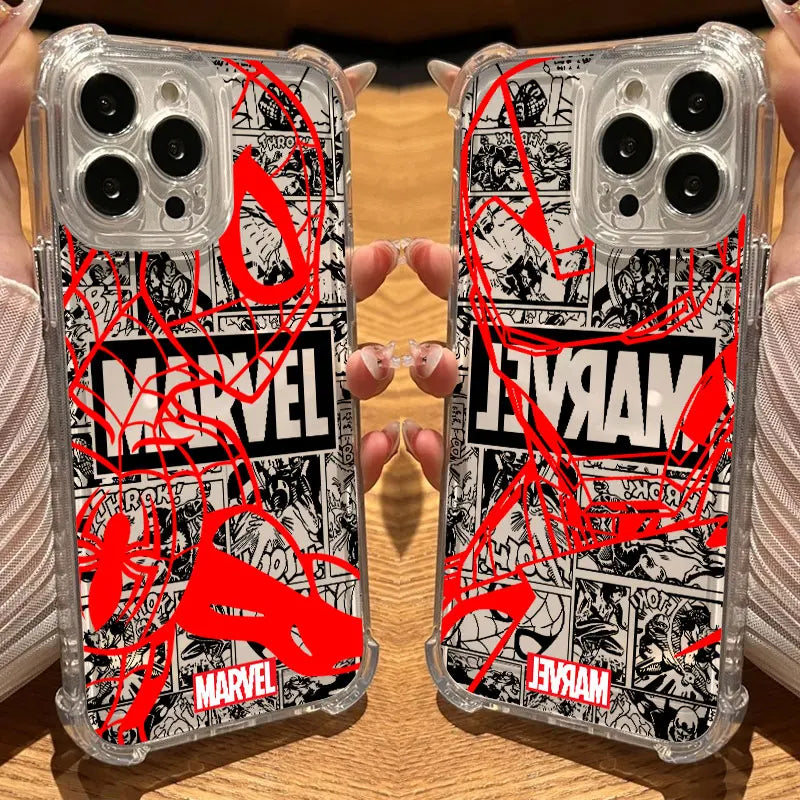 Marvel Spiderman Ironman Avengers Clear Case For iPhone 17 16 15 14 13 12 11 Pro Max 16e 17e Air 13 15 Plus XS X 7 8 Phone Cover