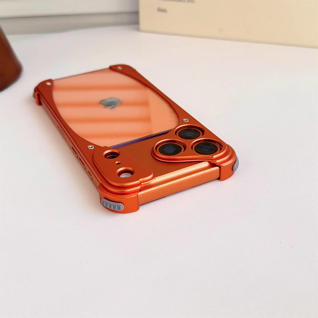 Metal Aluminum Alloy Frame Phone Case For iPhone 17 Pro 17 Pro Max Shockproof Drop-proof Protection Acrylic Transparent Cover