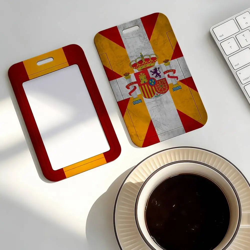 Spain Flag Card Holder Student Campus Meal Cards Public Transport Subway Cardcase