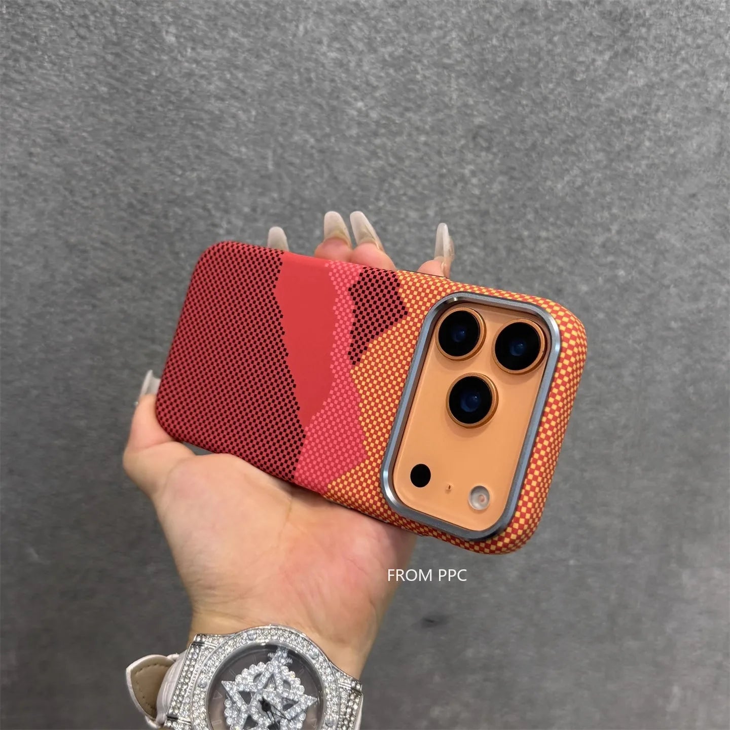 Orange Mountain Peak Phone Case Cover for iPhone 17 16 Pro Max Carbon Relief Hard PC Magnetic Shell Camera Lens Protection Coque