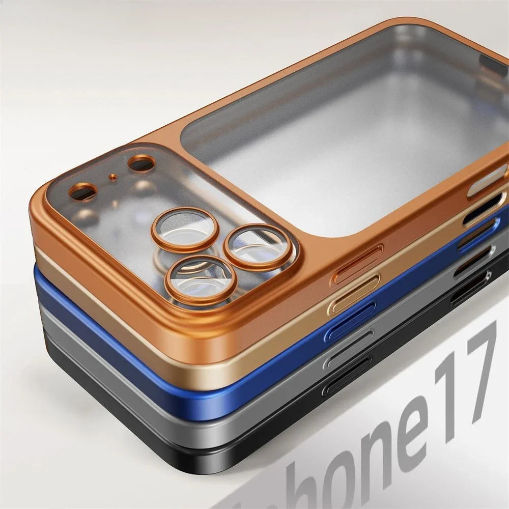 Luxury Plating Color PC Transparent Phone Case For IPhone 17Pro Max 17Air Lens Protection Matte Transparent BackPlate Hard Cover