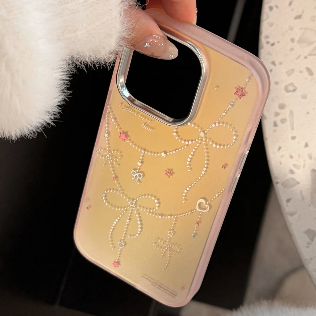 Bow stars laser shiny cool shell for iphone 17 16 pro max 13 14 15 promax ins protector back cover phone case