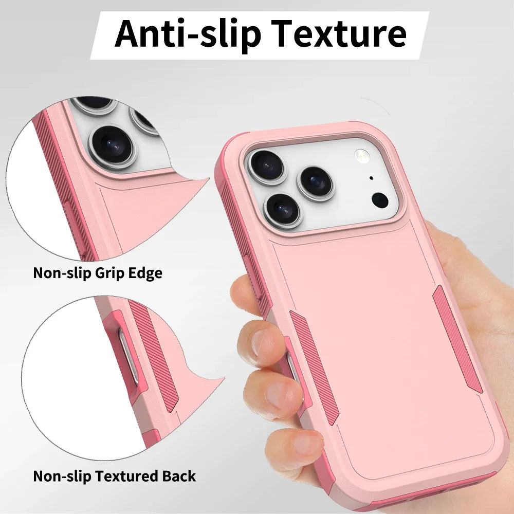 High Quality OTT PC Case Box For IPhone 17 Pro Max Air 16 E 15 14 Plus 13 12 2IN1 Hybrid Dual Layer Armor Shockproof Back Cover