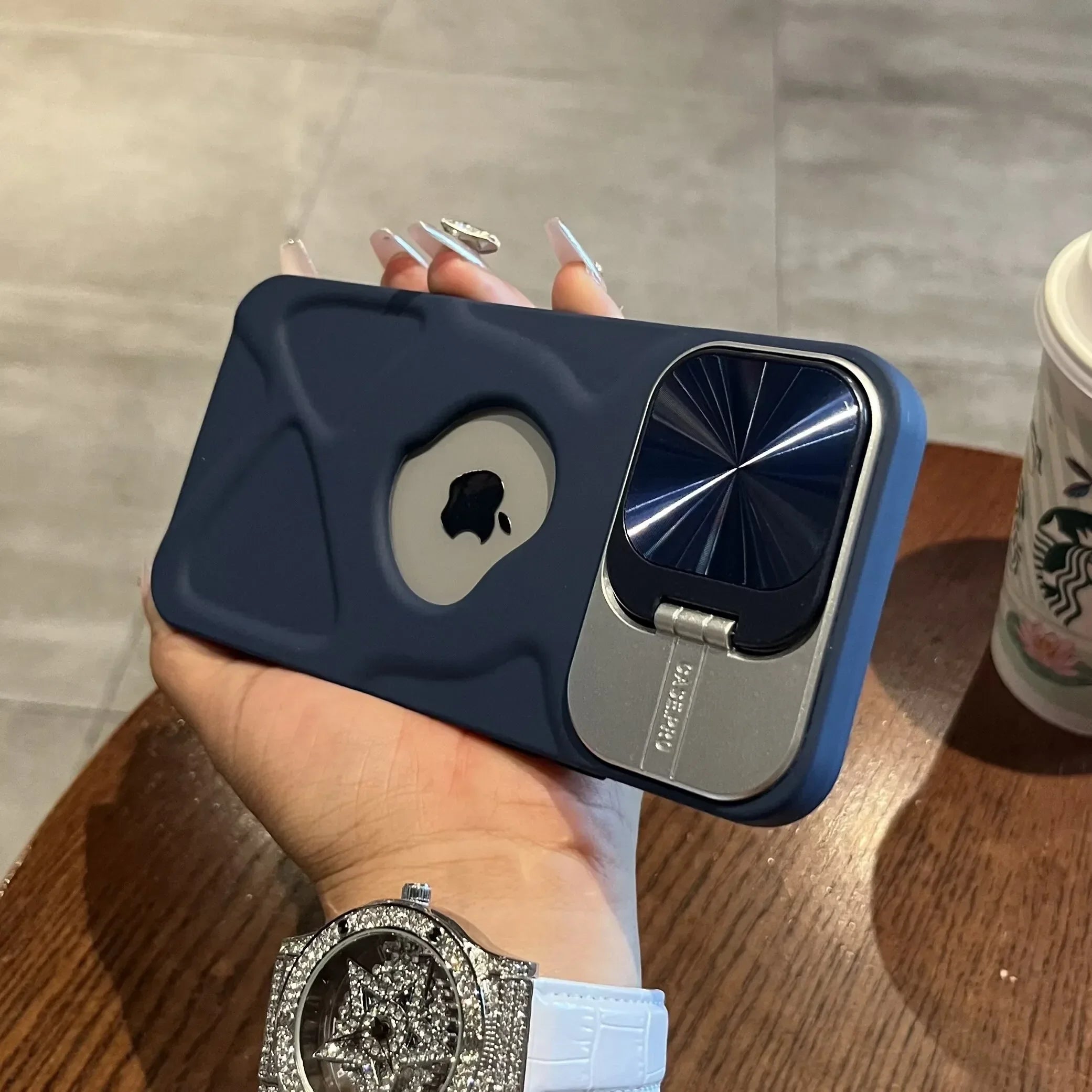 Logo Hole Lens Hidden Holder Macsafe Magnetic Phone Case for IPhone 11 12 13 14 15 Pro Max Plus I15 Magsafe Silicone Soft Cover