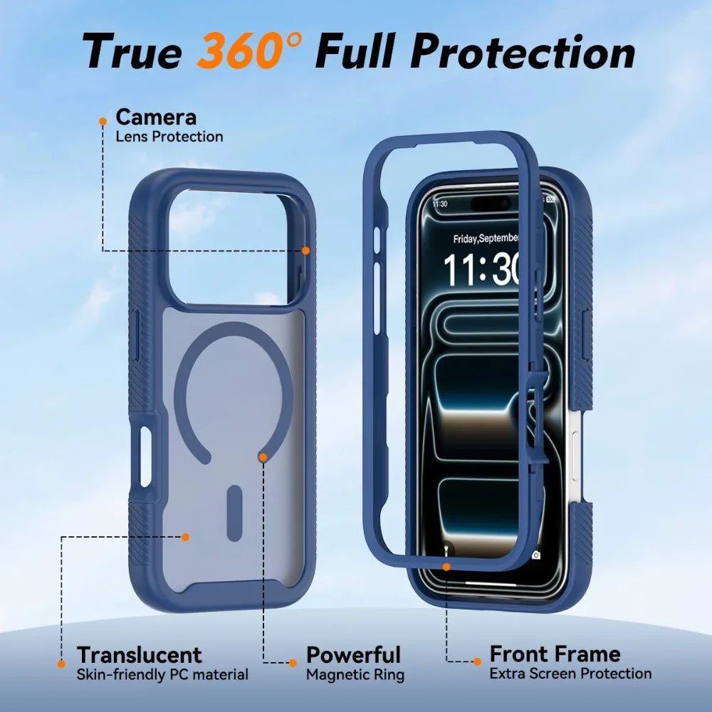Military Grade Translucent Magnetic Case For iPhone Air 17 17Pro 17Pro Max 17E 16E For MagSafe Shockproof Matte Protection Cover