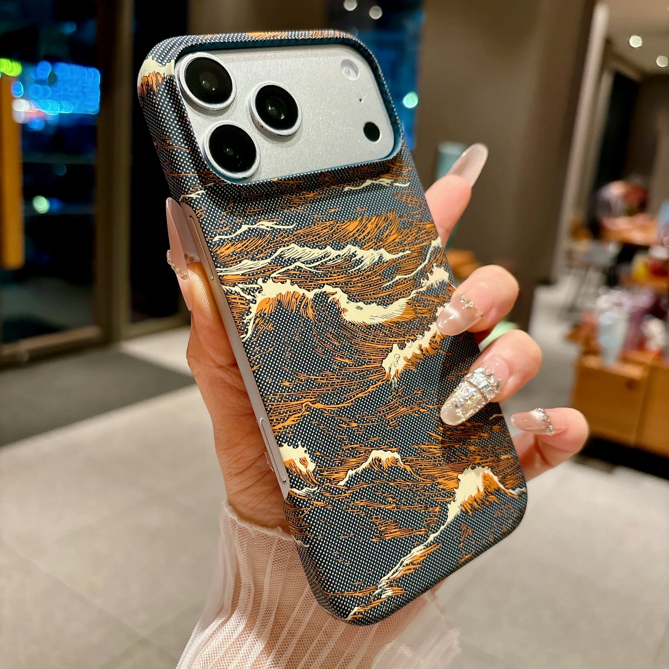 Ultra Slim For Magsafe Carbon Fiber Texture Case For iPhone 17 16 15 14 13 Pro Max Frameless Hard Magnetic Wireless Charge Cover