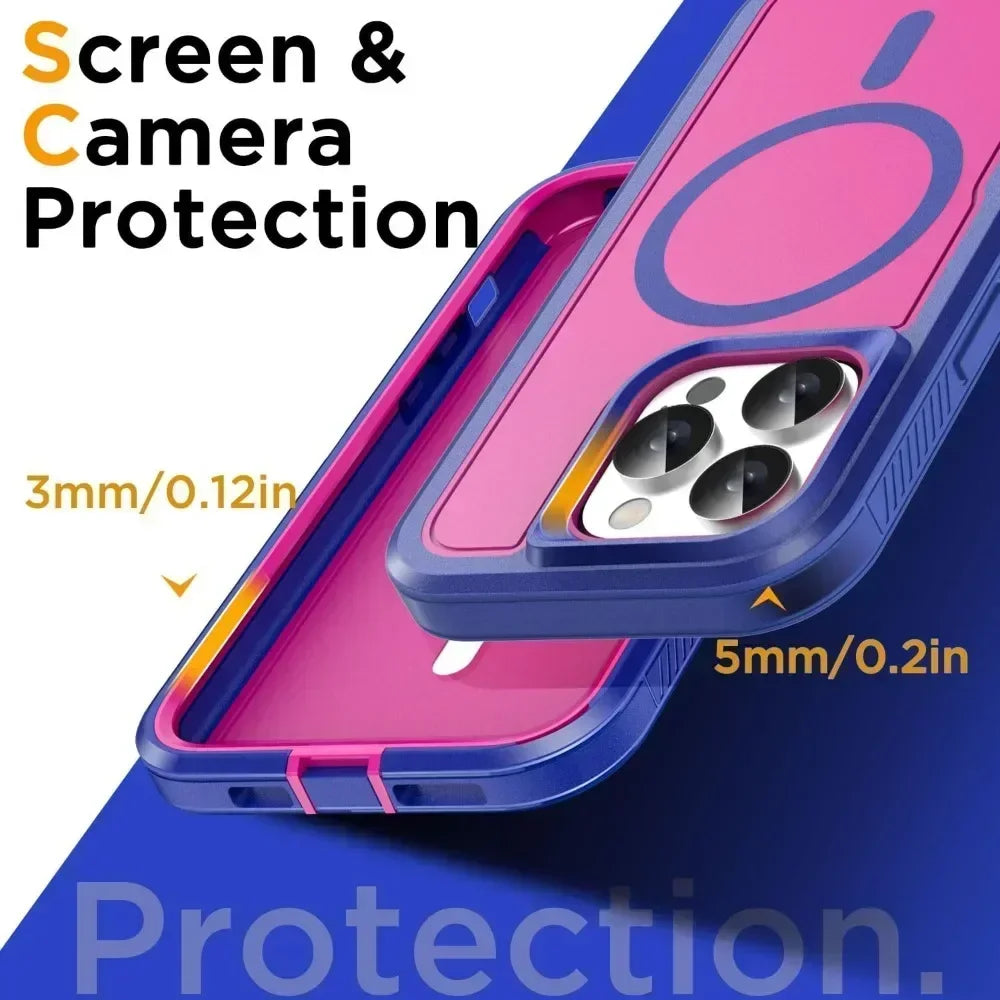 Defender For Magsafe Case for IPhone 17Pro Max Air 16 15 14 13 12 Ott Armor Box Wireless Charger Anti-drop Protect Cover