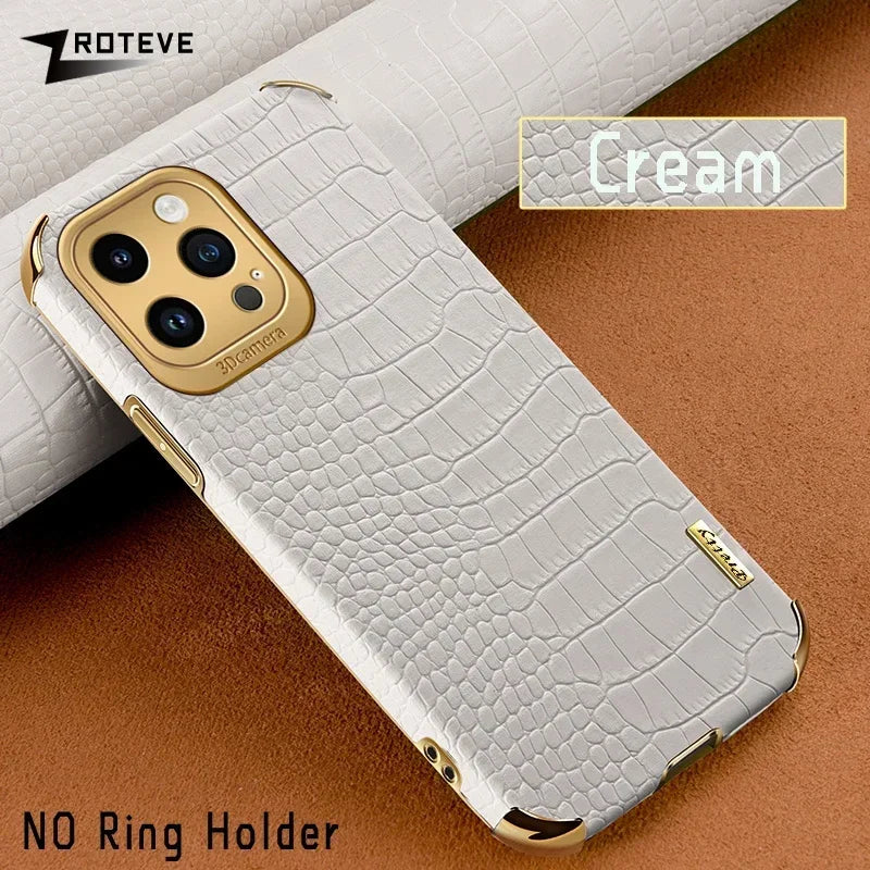 For iPhone16 Pro Zroteve Crocodile Leather Ring Holder Soft Cover For iPhone 16 15 14 13 12 11 Pro Max SE 2 3 iPhone15 Plus Case