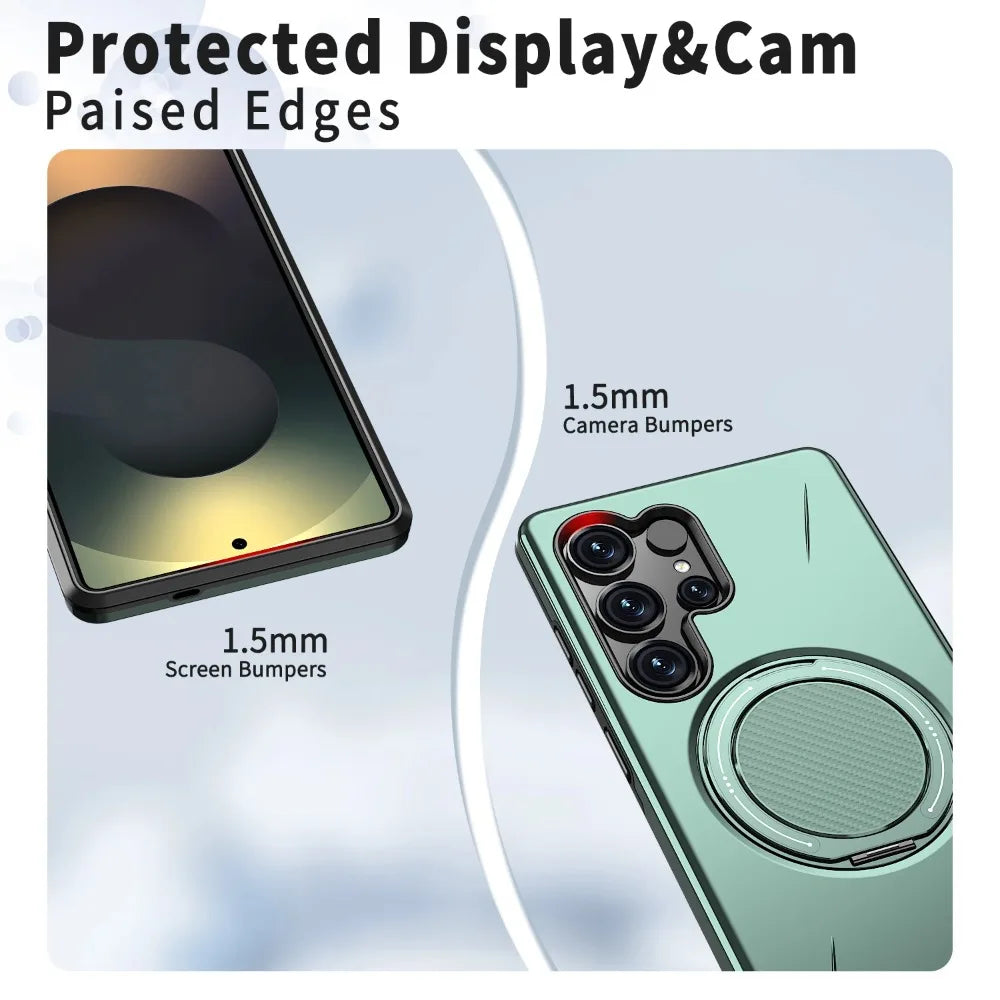 Armor Magnetic Ring Stand Protection Case For Samsung Galaxy S26 S25 Edge S24 Plus S23 FE Ultra For MagSafe Shockproof Cover
