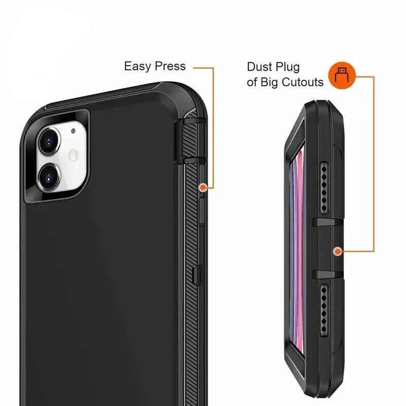 Hybrid Heavy Duty 360 Full Body Case For iPhone 17 16 15 14 13 11 12 Pro Max XS XR XS 7 8Plus Transparent Shockproof Armor Cover