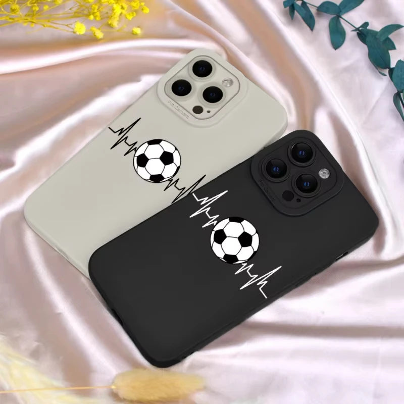 Football Pattern Graphic Phone Case For iPhone 16 15 14 13 12 11 XR X XS Pro Max 7 8 Plus SE 2022 Mini Silicone Soft Back Cover