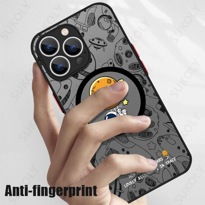 Astronaut For Magsafe Wireless Charging Phone Case For iPhone 17e 16e 17 16 15 14 Pro Max Plus 13 12 Pro 11 Acrylic Hard Cover
