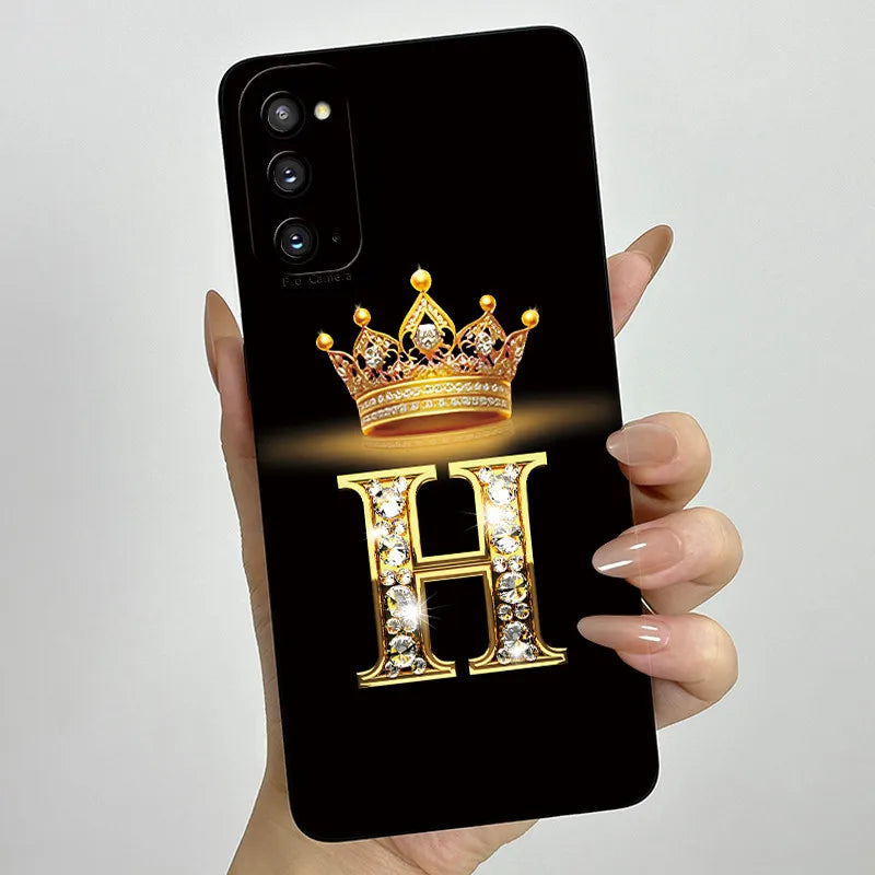 For Samsung S20 FE Plus Ultra Case Crown Letter Soft Liquid Silicone Phone Case For Galaxy S 20 S20FE Full Protection Back Cover
