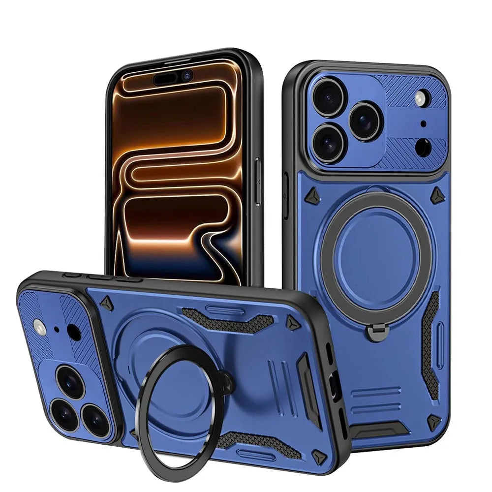 Case For iPhone 17 16 15 14 13 12 Pro Max Air 16e 16 15 14 Plus colorful Ring Bracket Magnetic Holder Cover Shockproof Armor