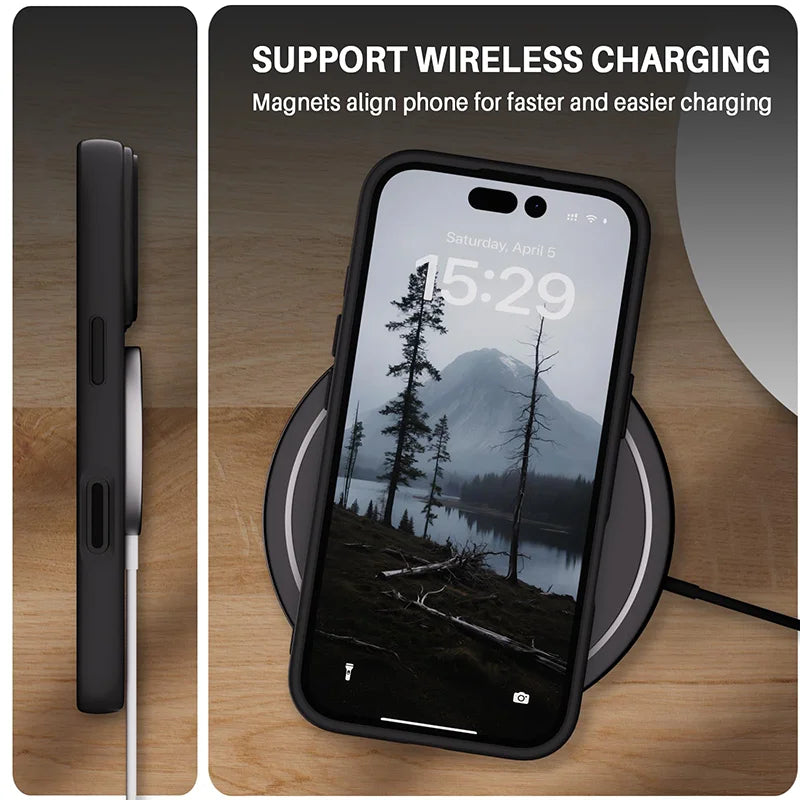 Luxury Armor Shockproof Phone Case For iPhone 17 Air 16 15 14 13 12 11 Pro Max Plus For Magsafe Matte Transparent Magnetic Cover