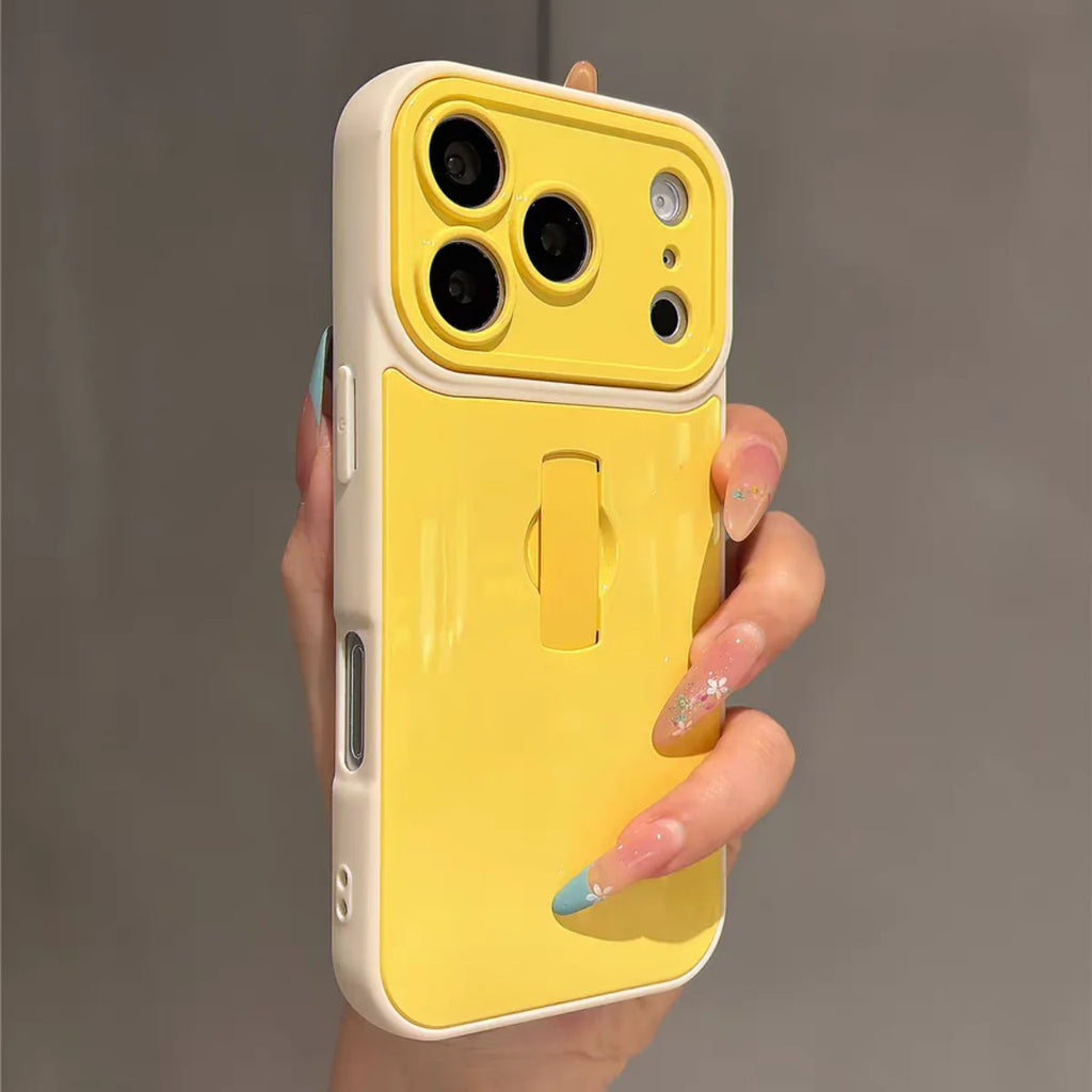 Candy Color Push Pull Ring Buckle Bracket Phone Case For iPhone 17 16 15 14 13 Pro Max Grip Stand Holder Shockproof Glossy Cover