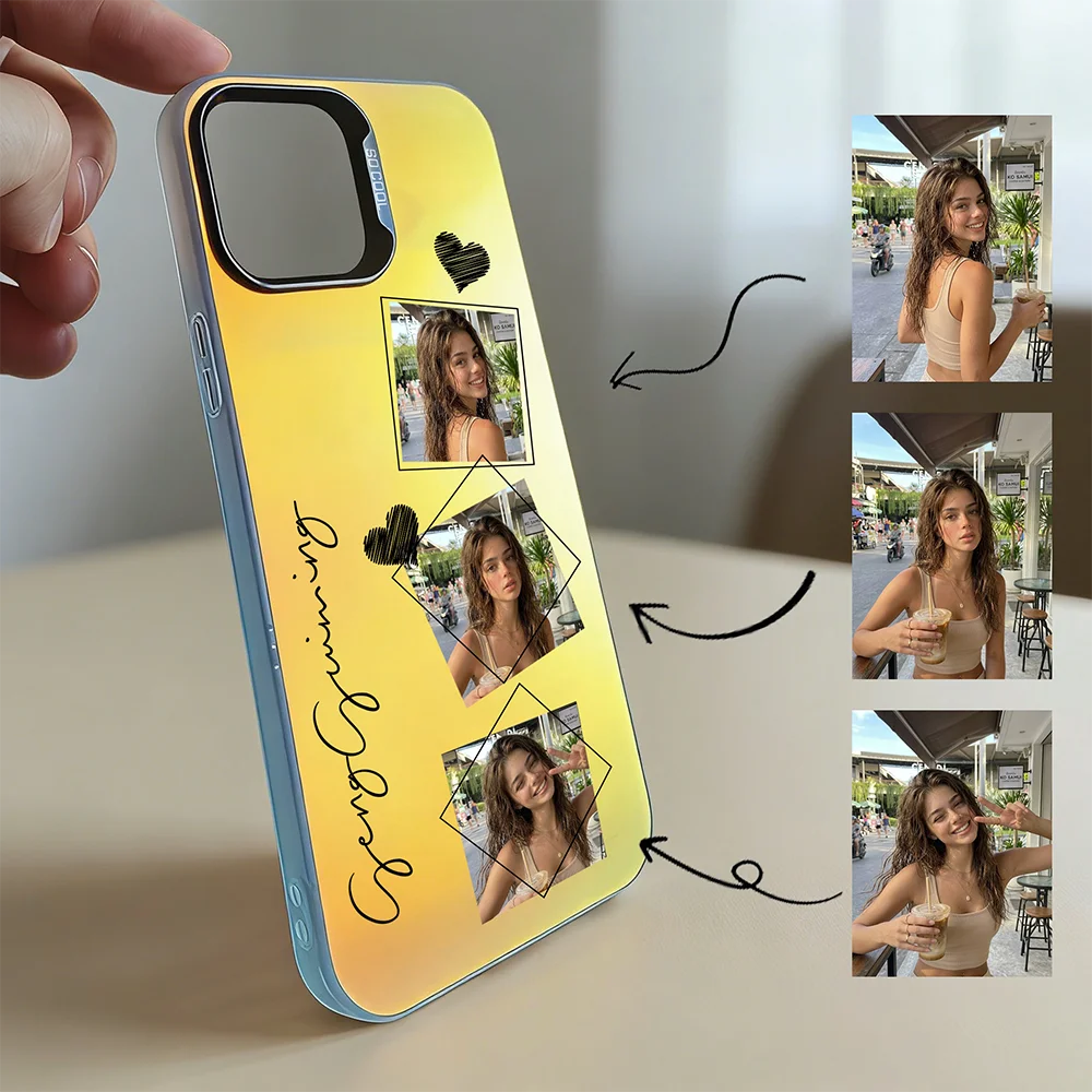 DIY Customized Photo Case Gradient For iPhone 17 16 15 14 13 12 11 Pro Max 7 8 Plus 17Air SE 2020 22 Shockproof Case Back Cover