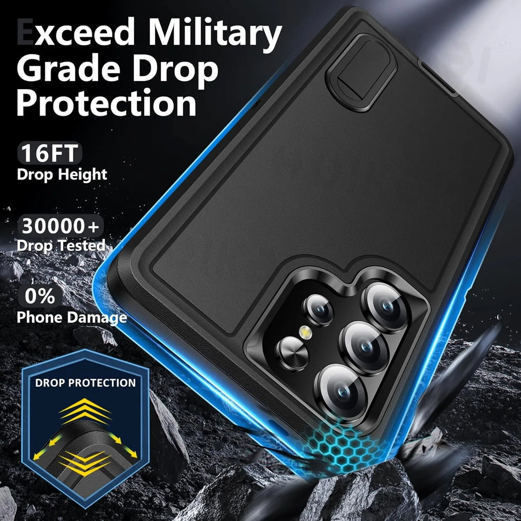 For Samsung Galaxy S26 Ultra S26 S25 Ultra S24 Plus Shockproof Case Heavy Duty Anti-Scratch Rugged Grade Kickstand Phone Cover