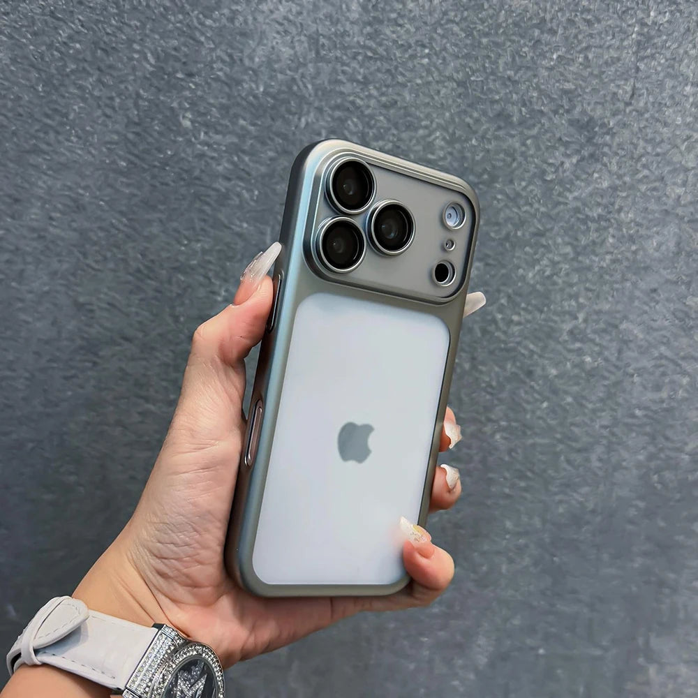 Luxury Translucent Shockproof Phone Case For iPhone 17 13 15 16 14 Pro Max 17Pro 16Pro Air Plating Bumper Cases Matte Back Cover
