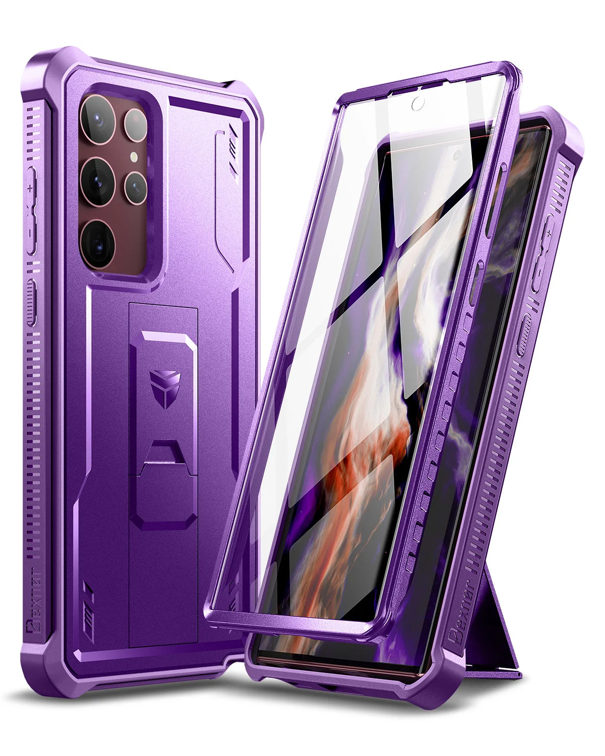 Dexnor for Samsung Galaxy S22 Ultra Case Full Body Bumper Military Armor Shockproof Case Bracket with Built-in Screen Protector