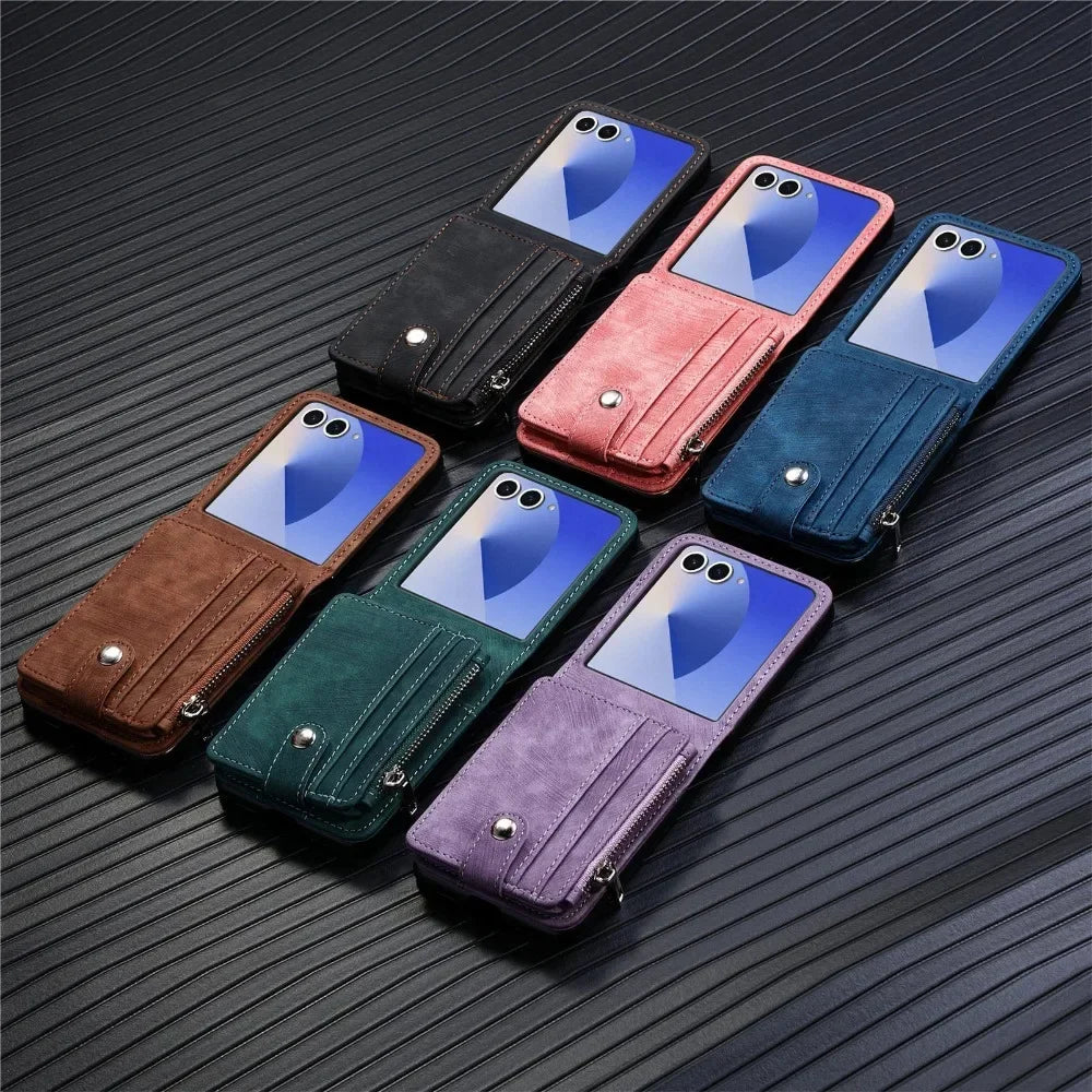 2 in 1 Detachable Leather Wallet Cover For Samsung Galaxy Z Flip 7 fe 6 5 4 3 Flip7 Flip6 Flip5 5G Phone Case with Card Holder