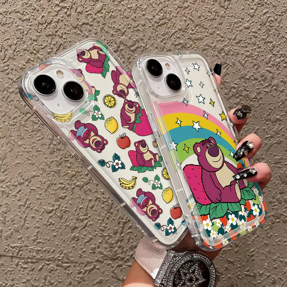 Cartoon L-Lotsos Bear Phone Case for Apple iPhone 17 Air 16 15 14 Plus 13 12 11 Pro Max Airbag Anti Drop Cover