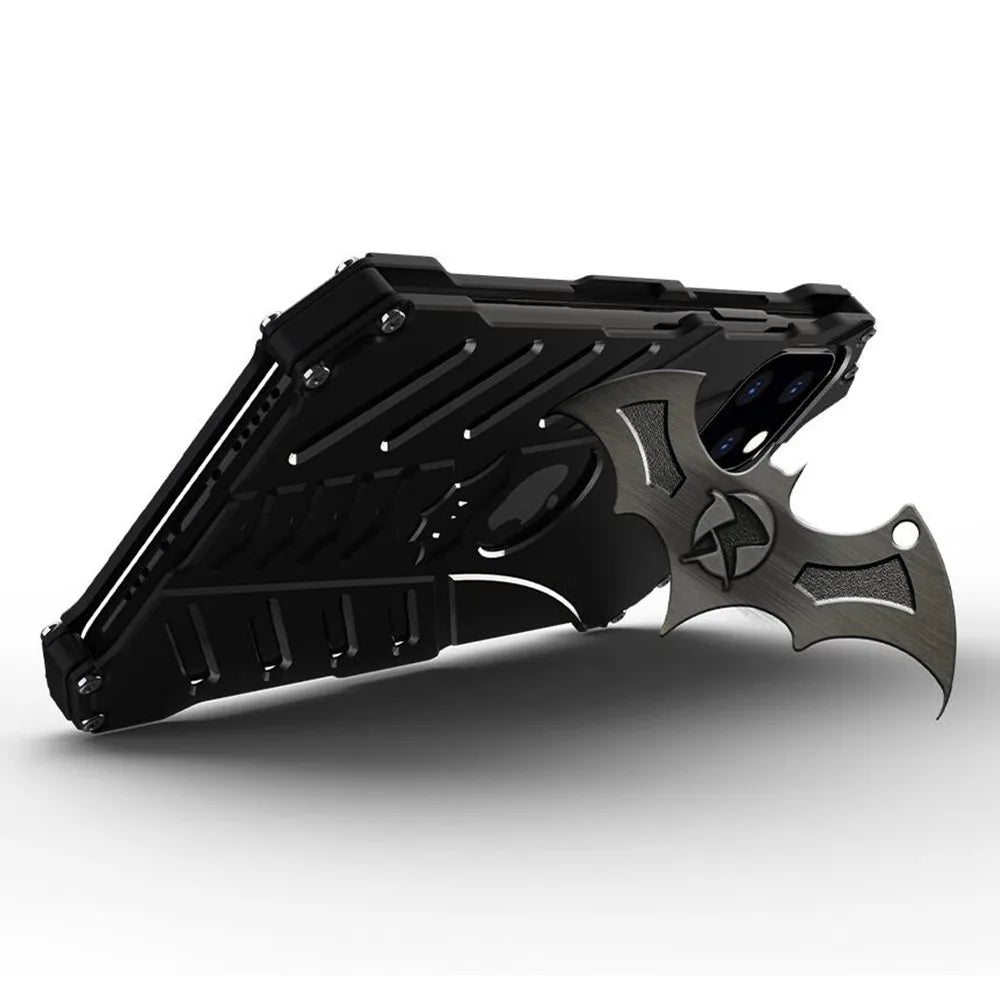 Metal Armor Back Case for iPhone 16 15 14 Pro Max 15Plus 14Plus Shockproof Anti-Drop Aerospace Aluminum Batman Phone Bumper Case