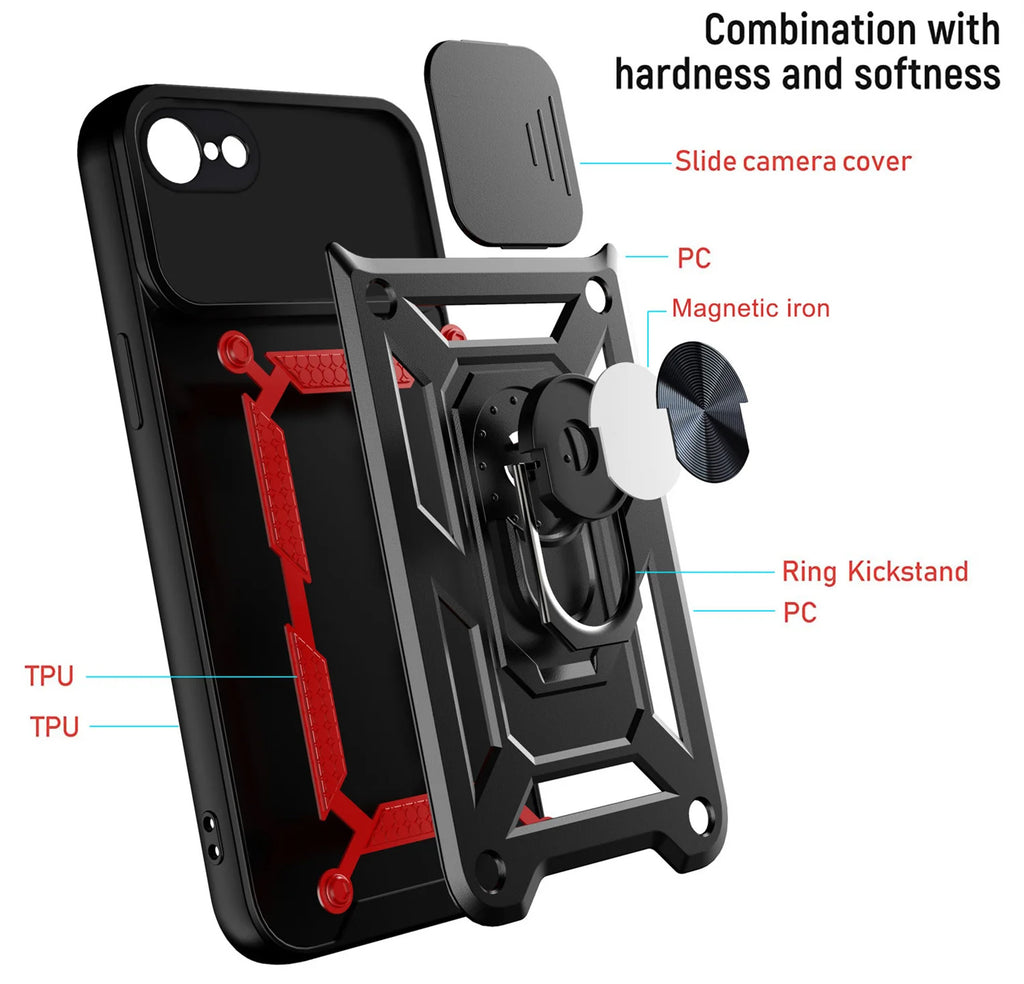 Anti-Scratch Military Grade Armor Case For iphone 7 8 6 6s Plus SE 2020 Phone Magnetic Ring Camera Lens Holder Cover