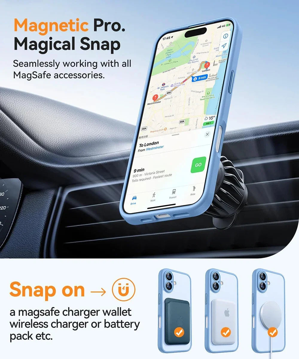 Magnetic Luxury Matte Translucent Armor Shockproof Case For iPhone 16 15 14 13 12 11 Pro Max Plus  Wireless Charge Cover