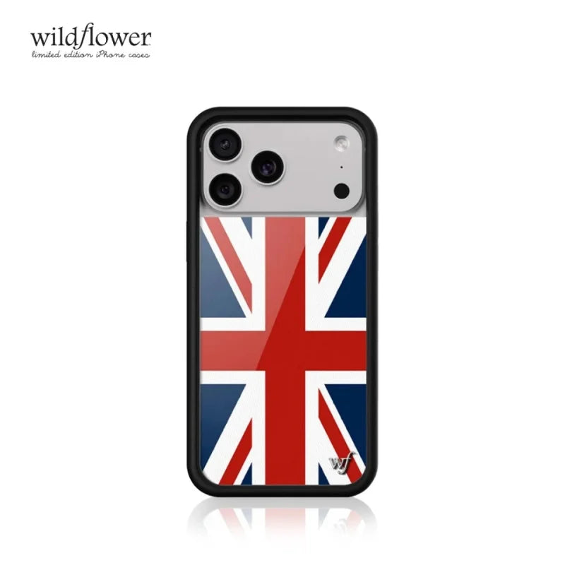 Wildflower Union Jack Phone Case for iPhone 17ProMax 12 13 14 15 16 17 Pro Max Plus Air Flag of London UK shockproof Cover