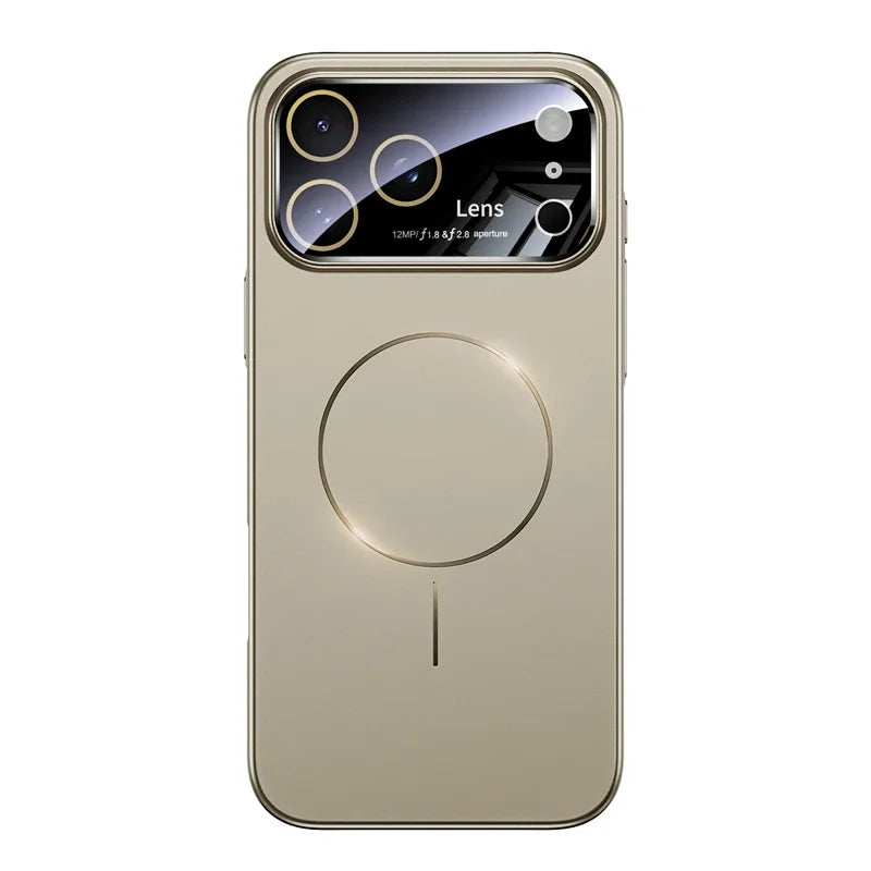 Magnetic Large Window Lens Protection Phone Case For iPhone 11 12 13 14 15 16 17 Pro Max 17 Air PC Thin Circle Hard Phone Cover